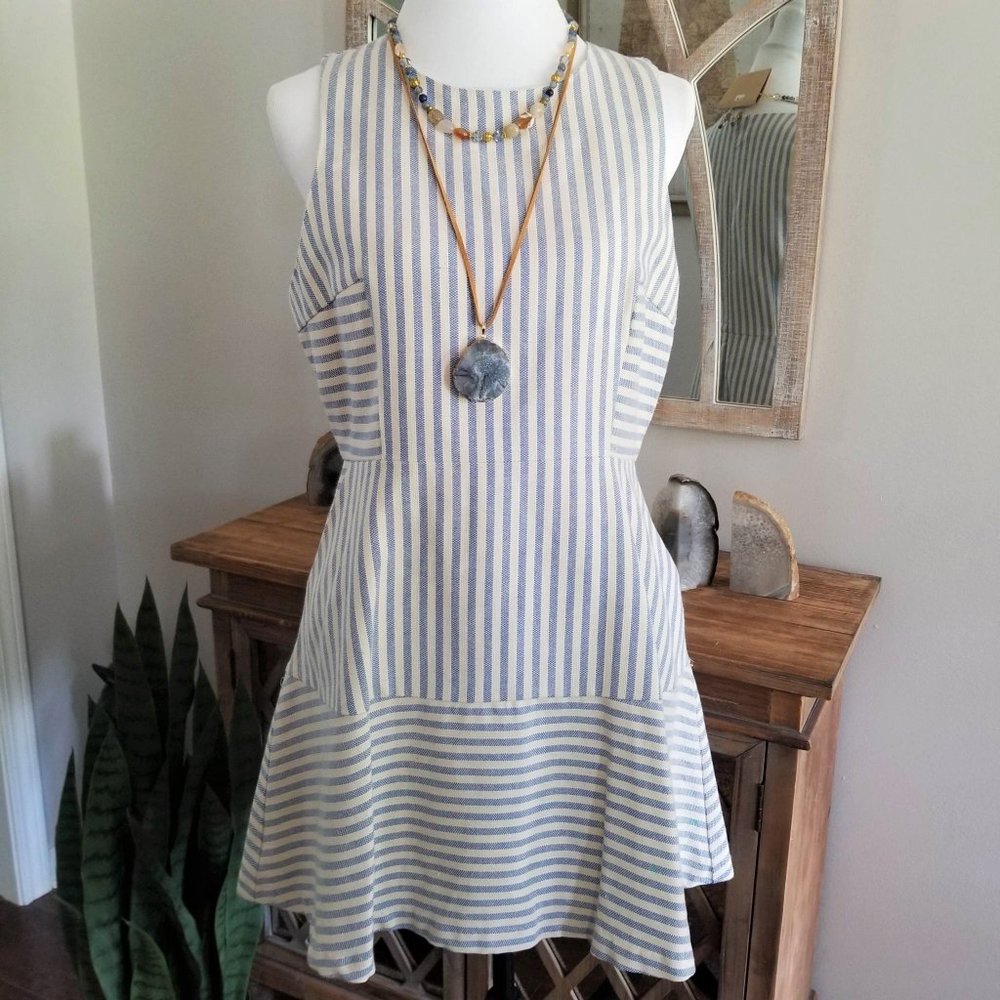 Do+Be Brand Dress. Blue & Ivory Stripe. Size Large. - Picture 2 of 12